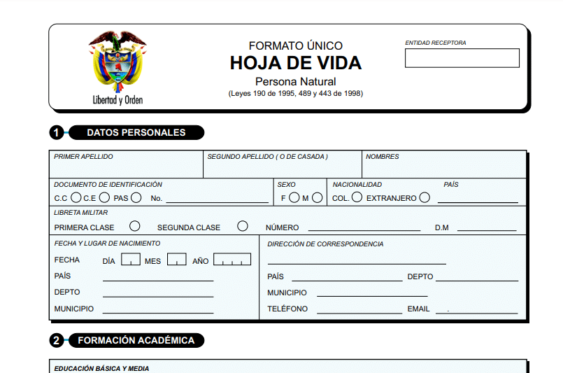 Hoja de Vida Institucional en Formato Word (Gratis)